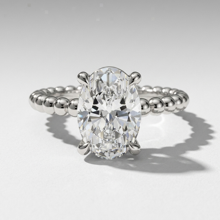Oval Beaded Solitaire