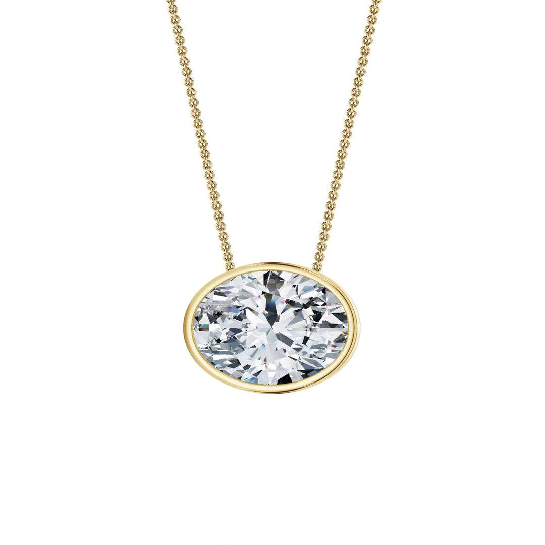 3.00cts Oval Lab Grown Diamond Bezel Set Necklace