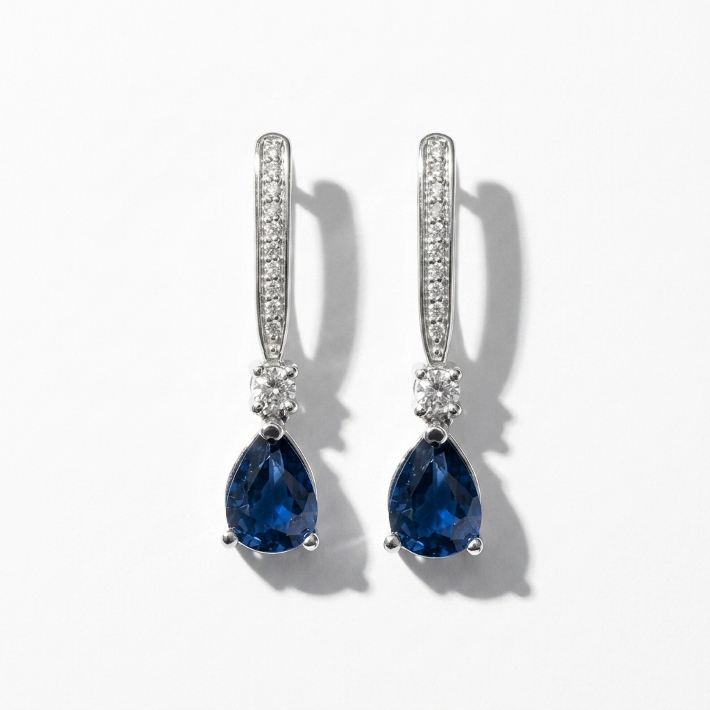 2.60ctw Pear Shape & Diamond White Gold Earrings