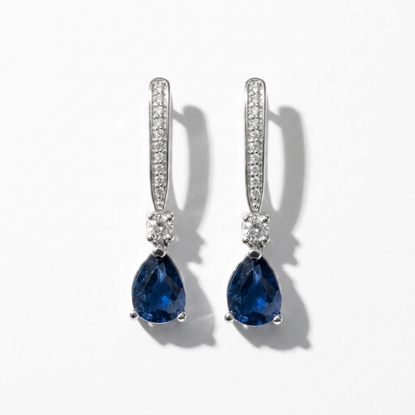 2.60ctw Pear Shape & Diamond White Gold Earrings