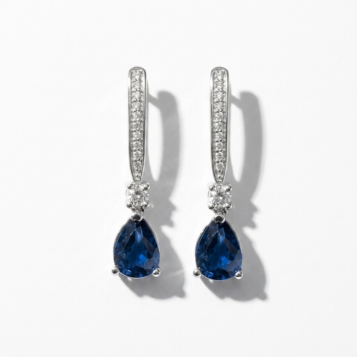 2.60ctw Pear Shape & Diamond White Gold Earrings