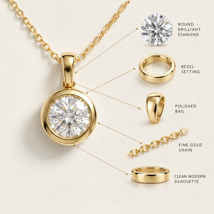 Round Lab Grown Diamond Bezel Necklace