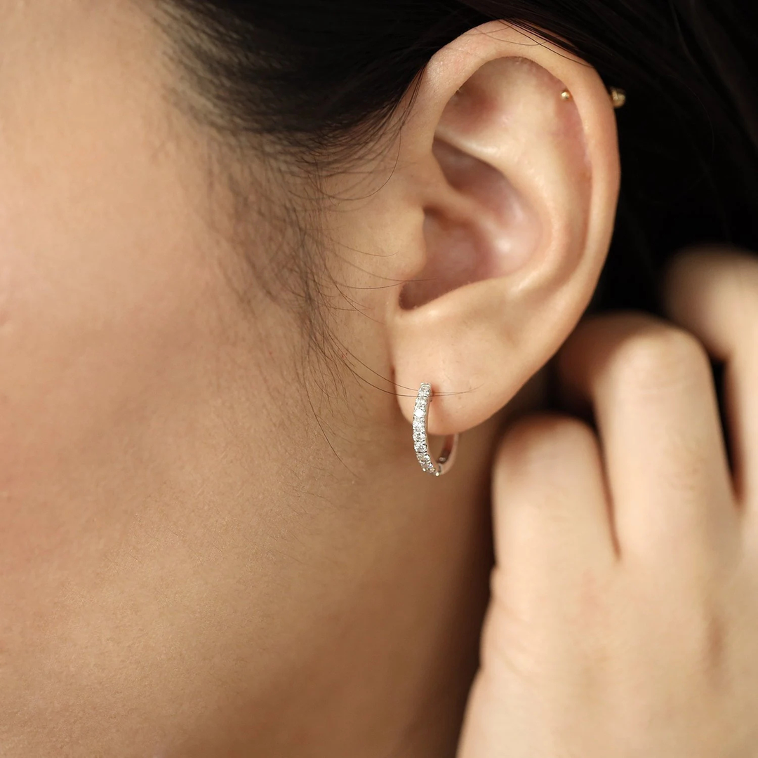 Petite Diamond Hoop Earrings