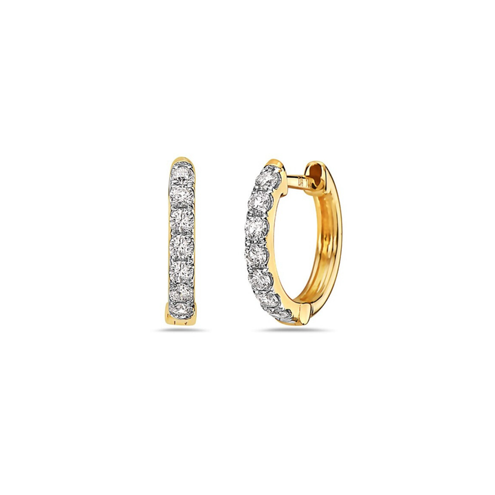 Petite Diamond Yellow Gold Hoop Earrings