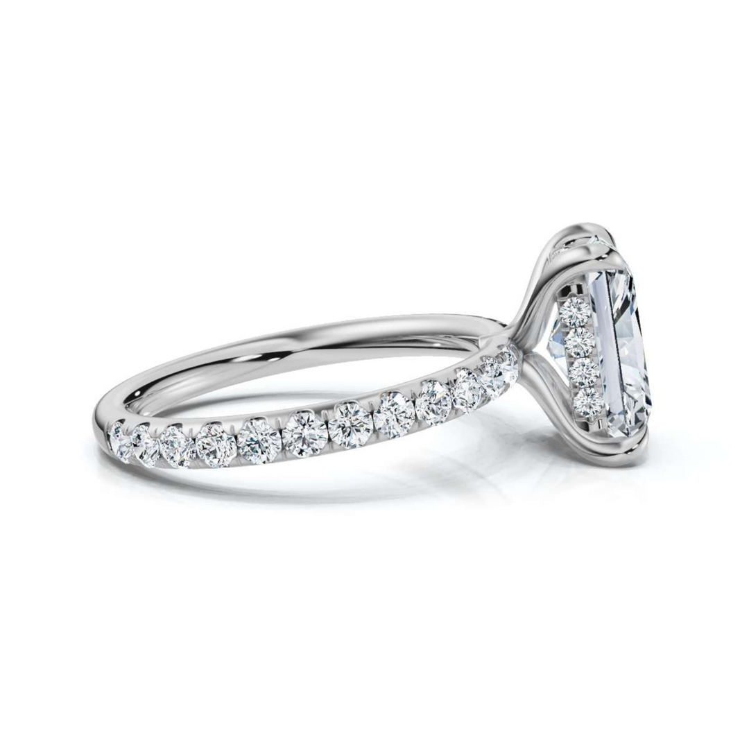 Radiant Accented Hidden Halo Ring