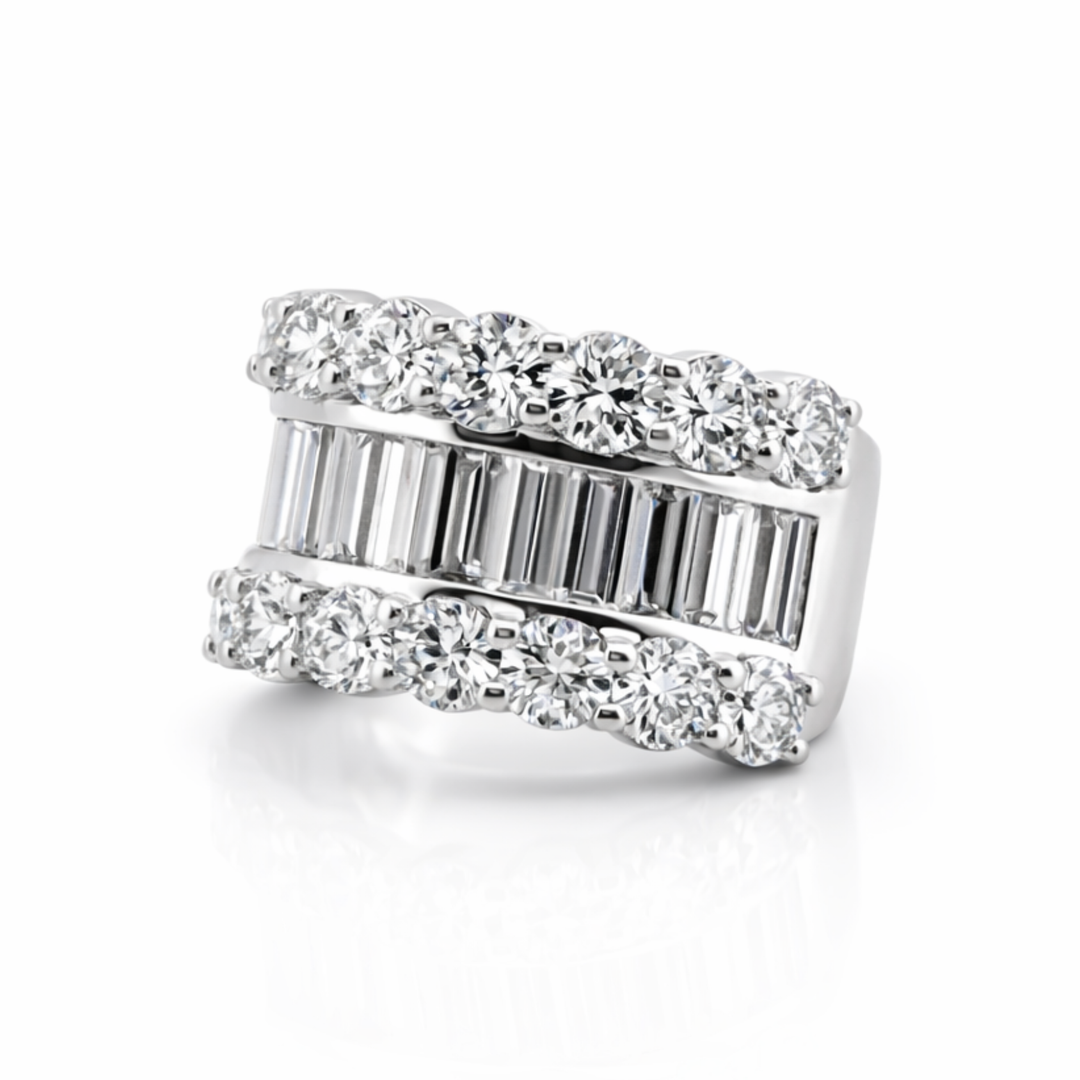 Baguette & Round Lab Grown Diamond Ring