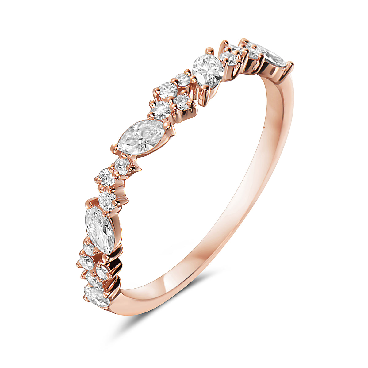 0.50ctw Round & Marquise Diamond 14kt Rose Gold Ring