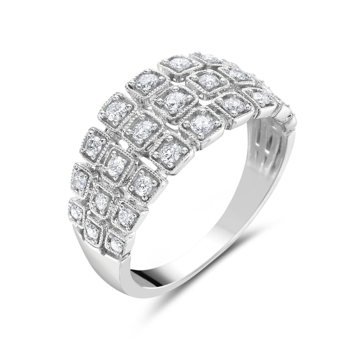 Diamond Deco 3-Row Ring