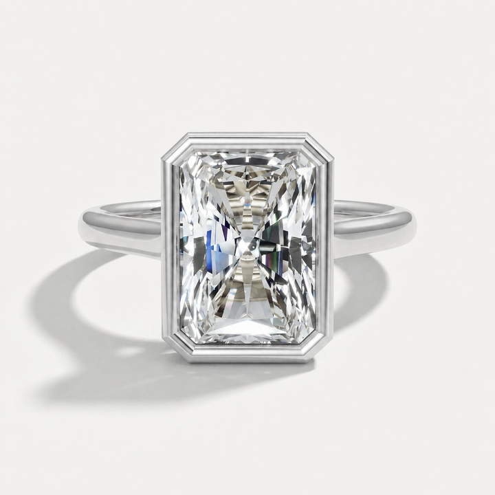 Bezel set radiant diamond solitaire ring, alternate view