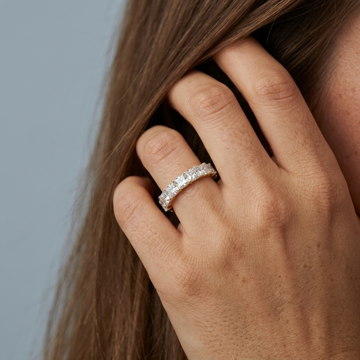 2.00ctw Radiant Cut Lab Grown Diamond Gold Band