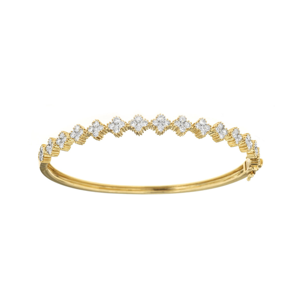 Stunning diamond cluster bangle featuring brilliant diamonds arranged in a radiant cluster design, set in a sleek and elegant bangle for timeless sparkle.