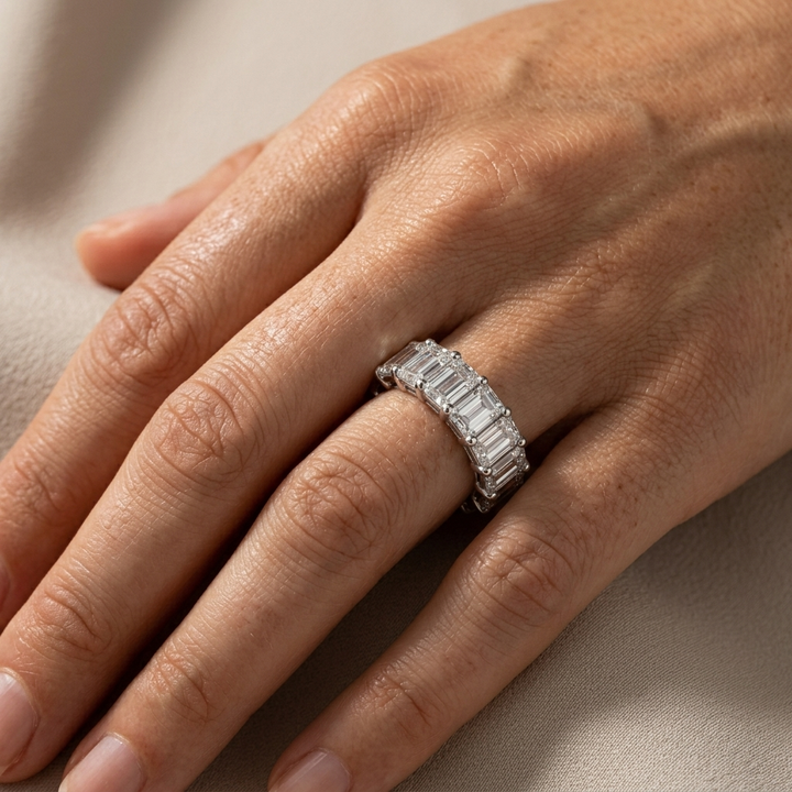 9.00ctw Emerald Cut Lab Grown Diamond Eternity Band