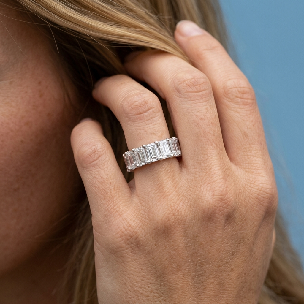 9.00ctw Emerald Cut Lab Grown Diamond Eternity Band