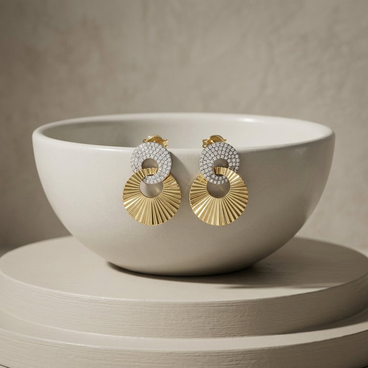 Diamond Pave Fluted Earrings