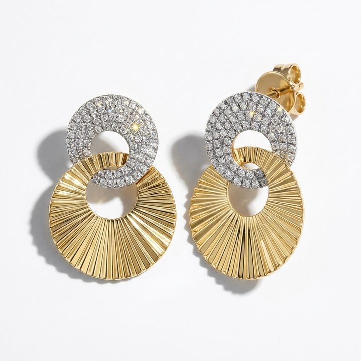 Diamond Pave Fluted Earrings