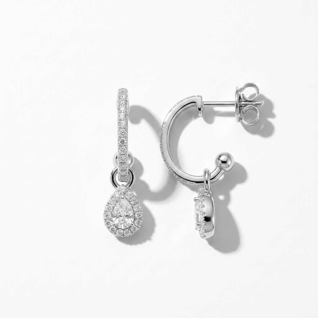 Elegant pear-shaped diamond drop earrings, for a sophisticated and eye-catching look