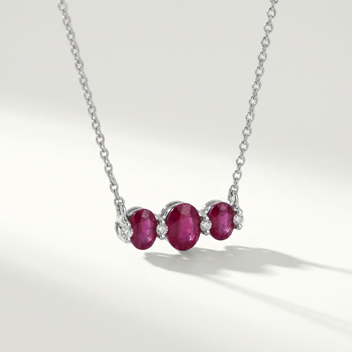 Oval Ruby & Diamond Necklace
