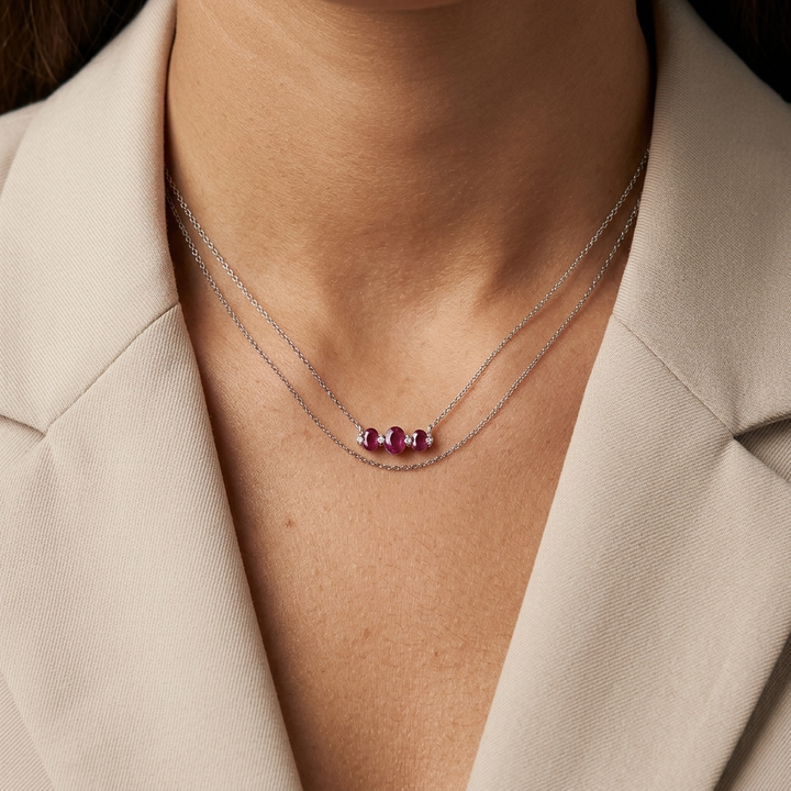 Oval Ruby & Diamond Necklace