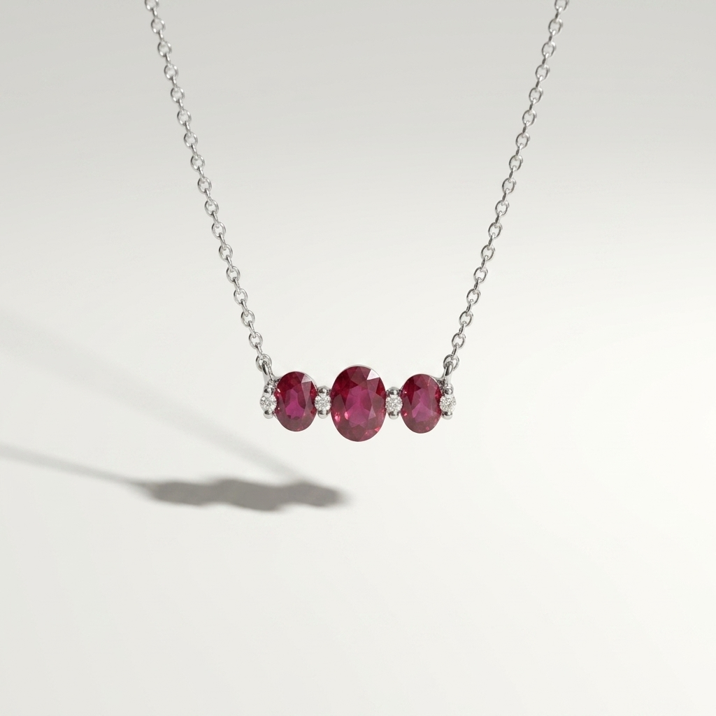 Oval Ruby & Diamond Necklace
