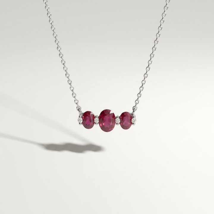 Oval Ruby & Diamond Necklace