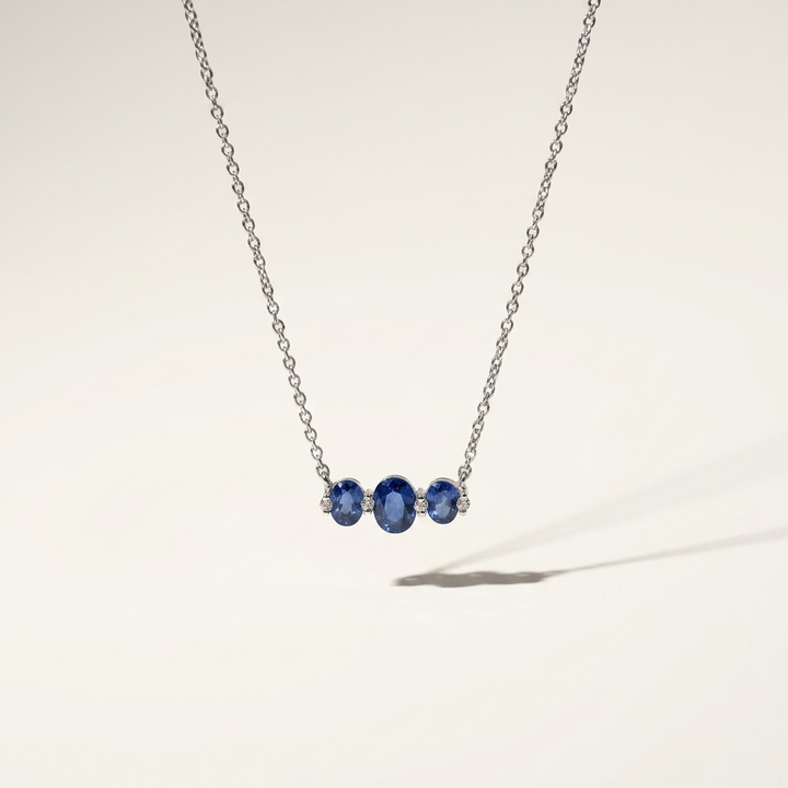 Oval Blue Sapphire & Diamond Necklace