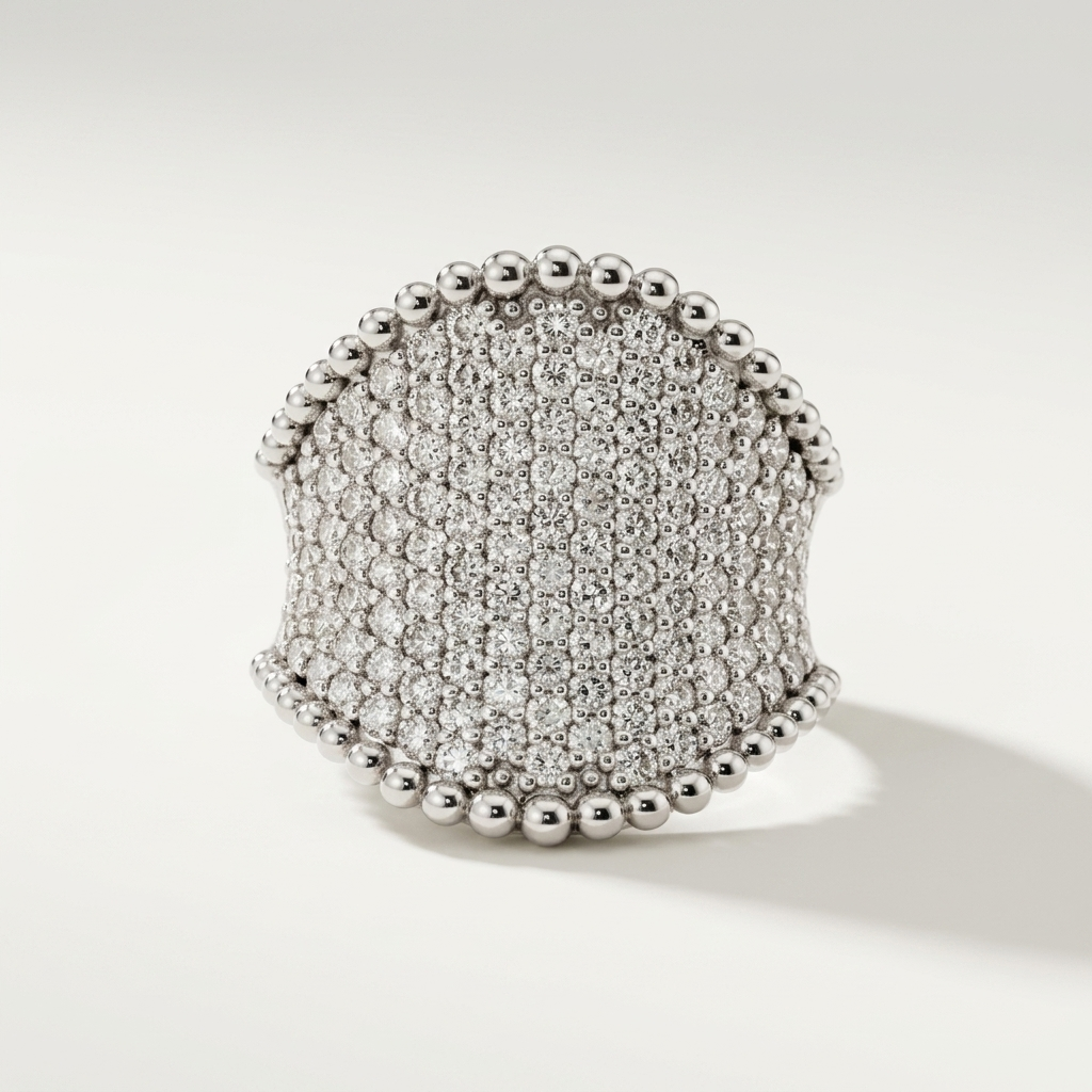Wide Diamond Pave Ring