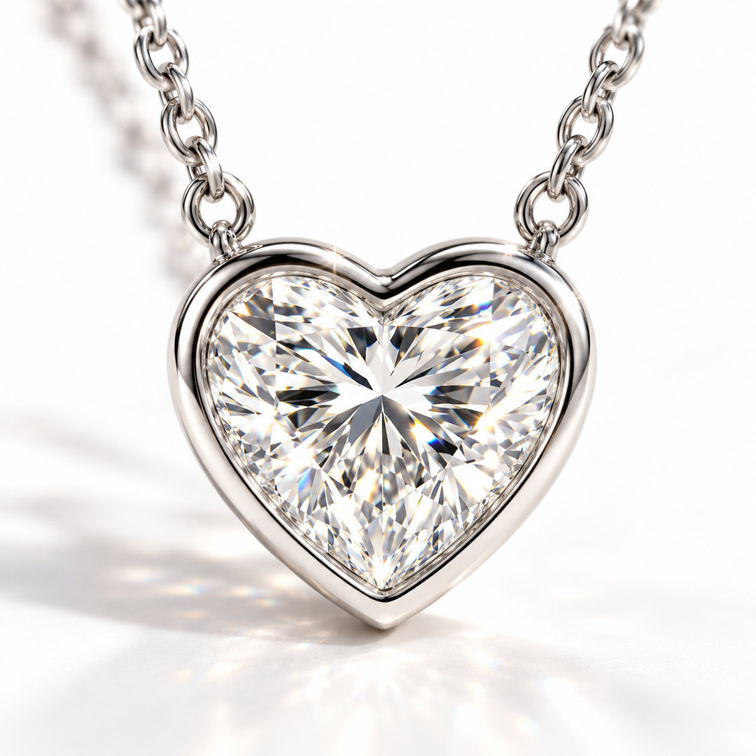 Heart Shape Lab Grown Diamond Bezel Set Necklace