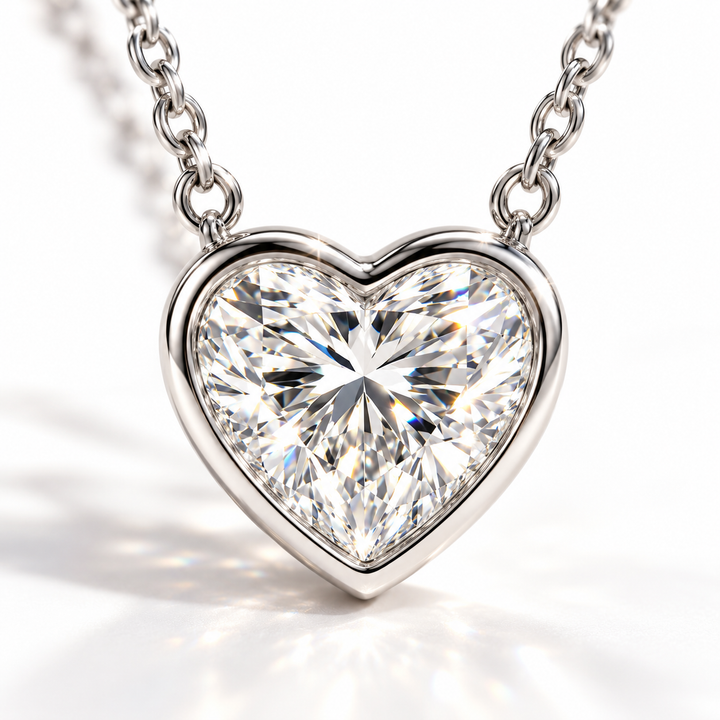 Heart Shape Lab Grown Diamond Bezel Set Necklace