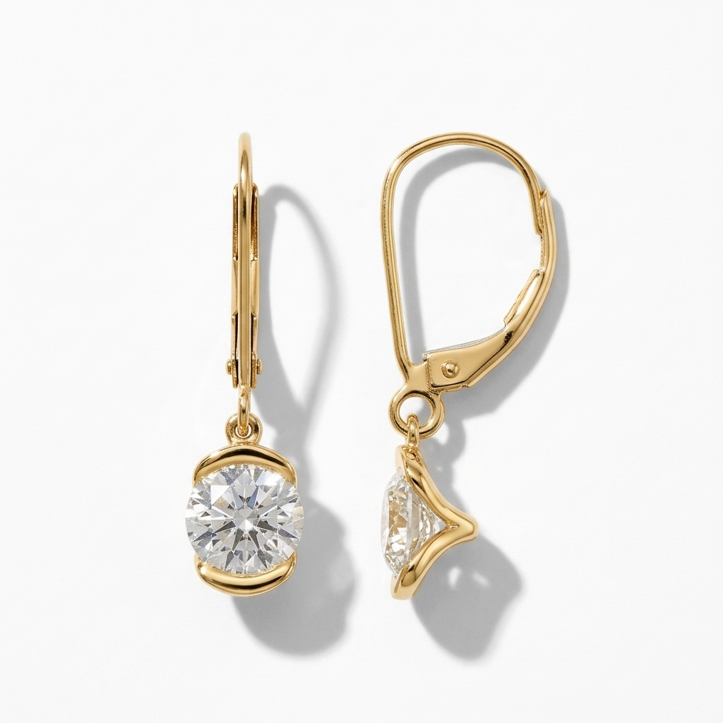 Round Diamond Dangle Earrings