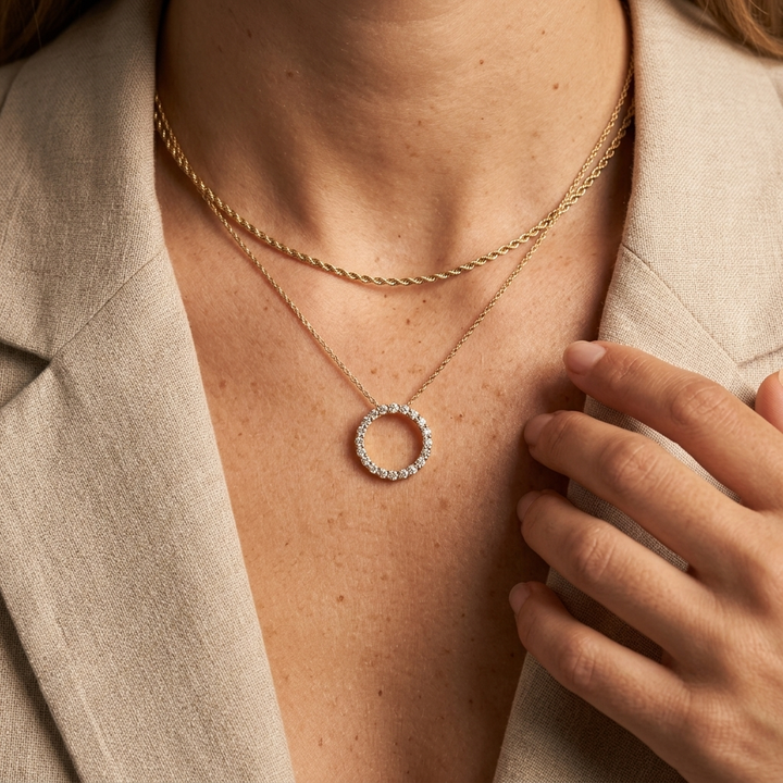 1.00ctw Diamond Circle Gold Pendant