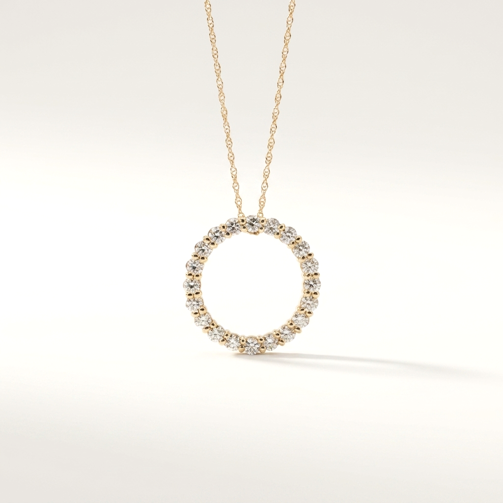 1.00ctw Diamond Circle Gold Pendant