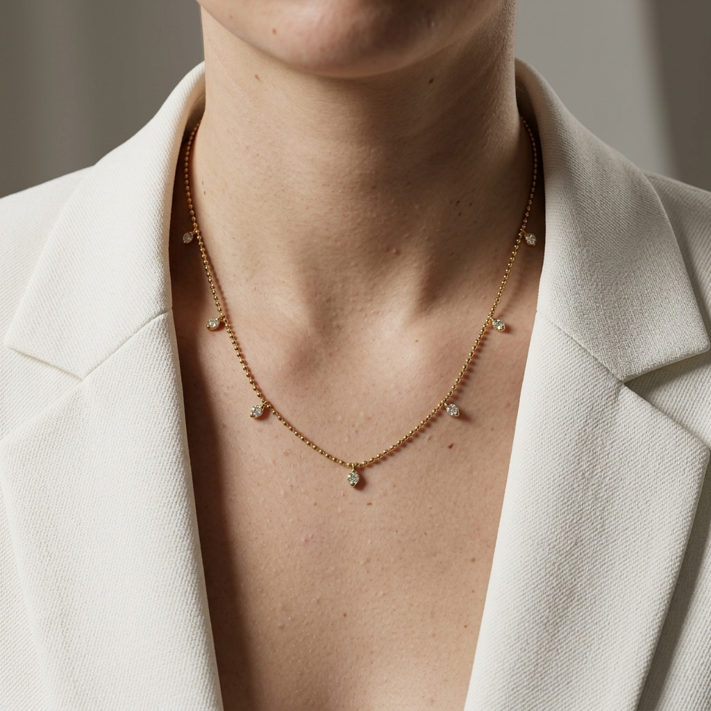 0.50ctw Diamond Gold Station Necklace