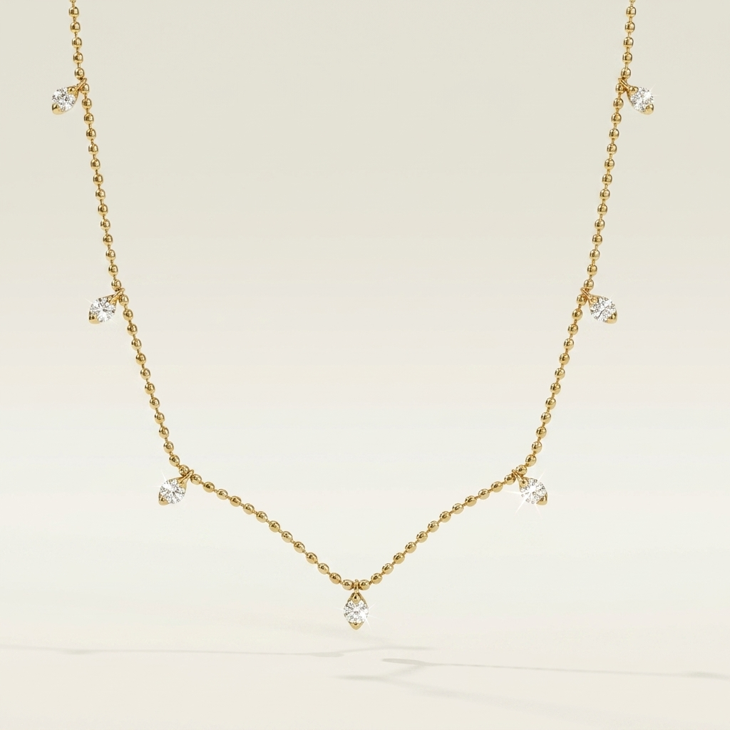 0.50ctw Diamond Gold Station Necklace