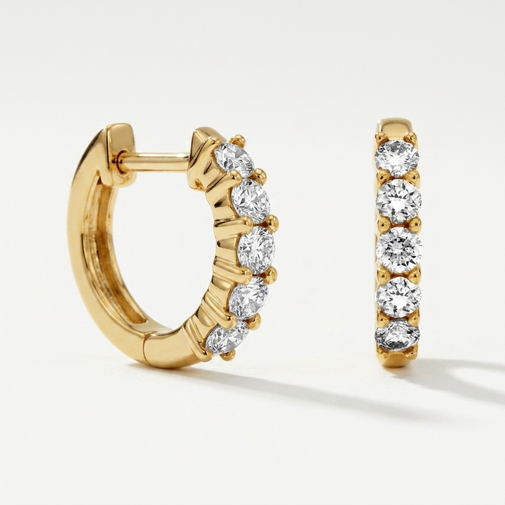 1.00ctw Diamond Yellow Gold Hoops