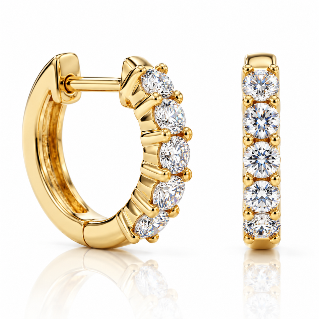 Petite Diamond Yellow Gold Hoop Earrings