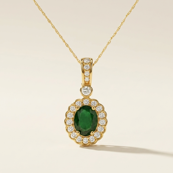 Oval Emerald & Diamond Necklace