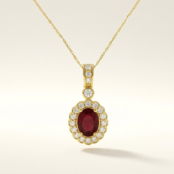 Oval Ruby & Diamond Necklace