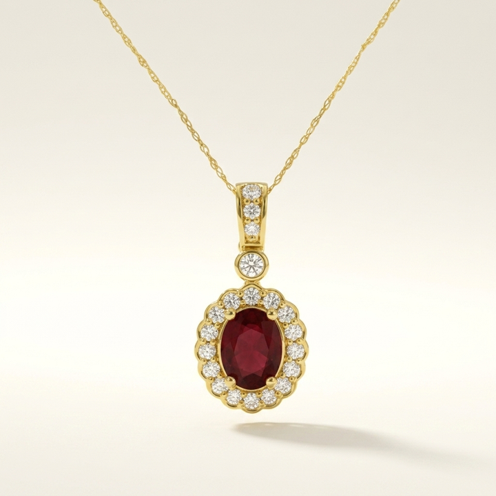 Oval Ruby & Diamond Necklace