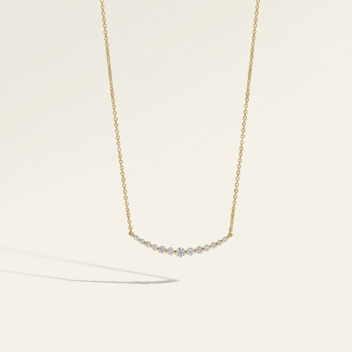 Diamond Curved Yellow Gold Necklace