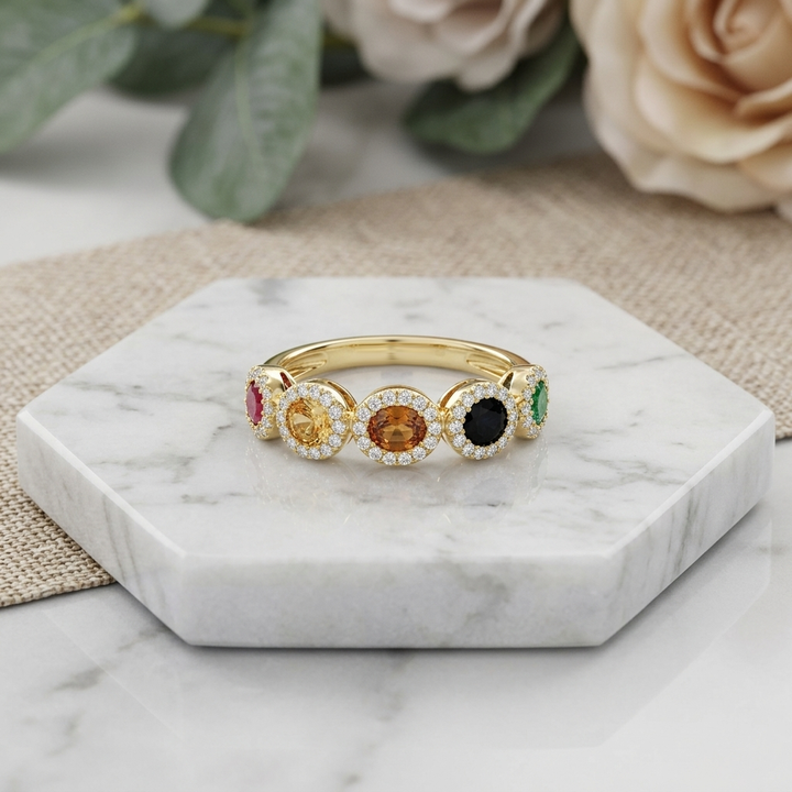 Mixed Sapphire & Diamond Gold Band