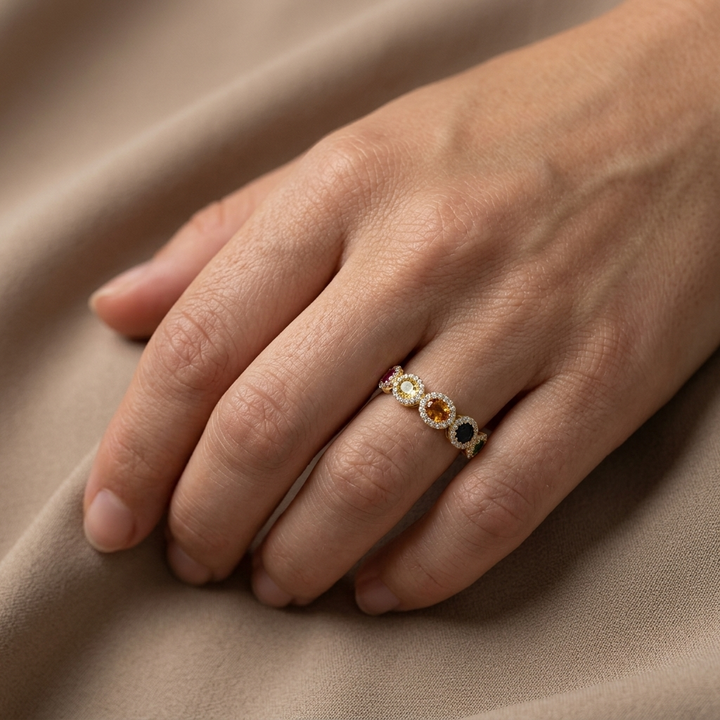 Mixed Sapphire & Diamond Gold Band