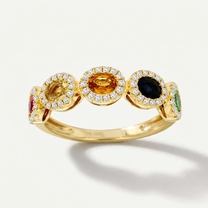 Mixed Sapphire & Diamond Gold Band