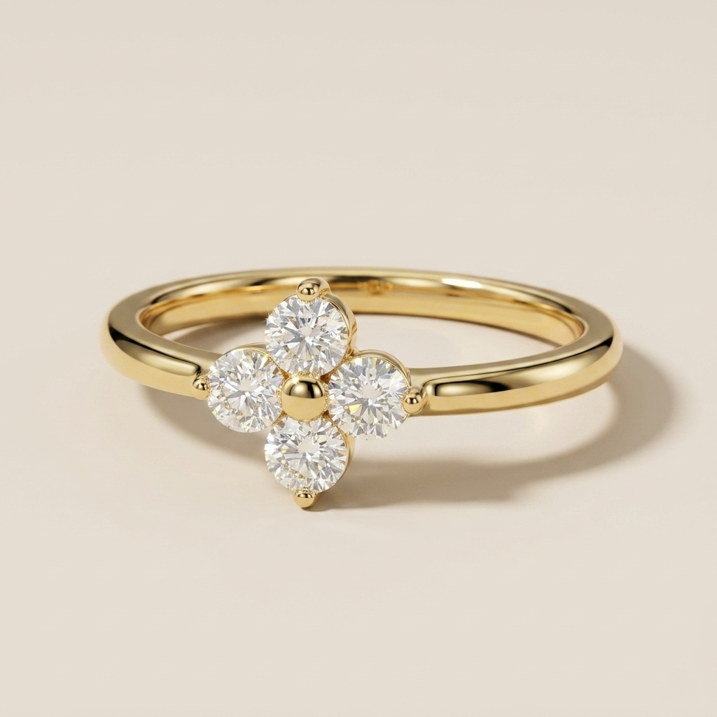 0.41ctw Round Diamond Button Ring