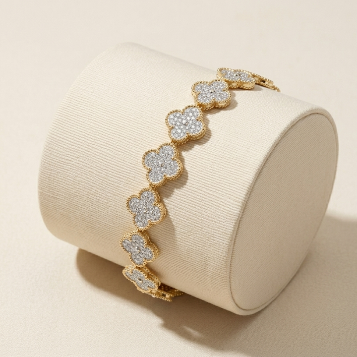 Diamond Clover Yellow Gold Bracelet