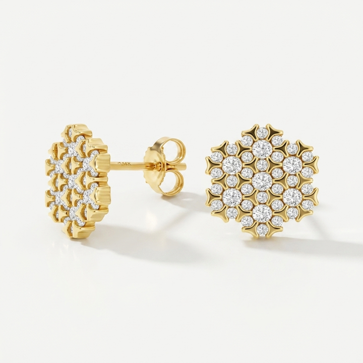 Sparkling diamond geometric earrings in yellow gold, for a touch of brilliance and glamour
