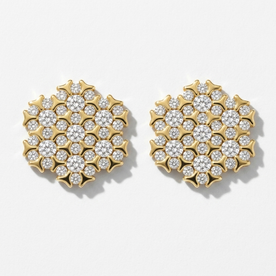 Sparkling diamond geometric earrings in yellow gold, for a touch of brilliance and glamour