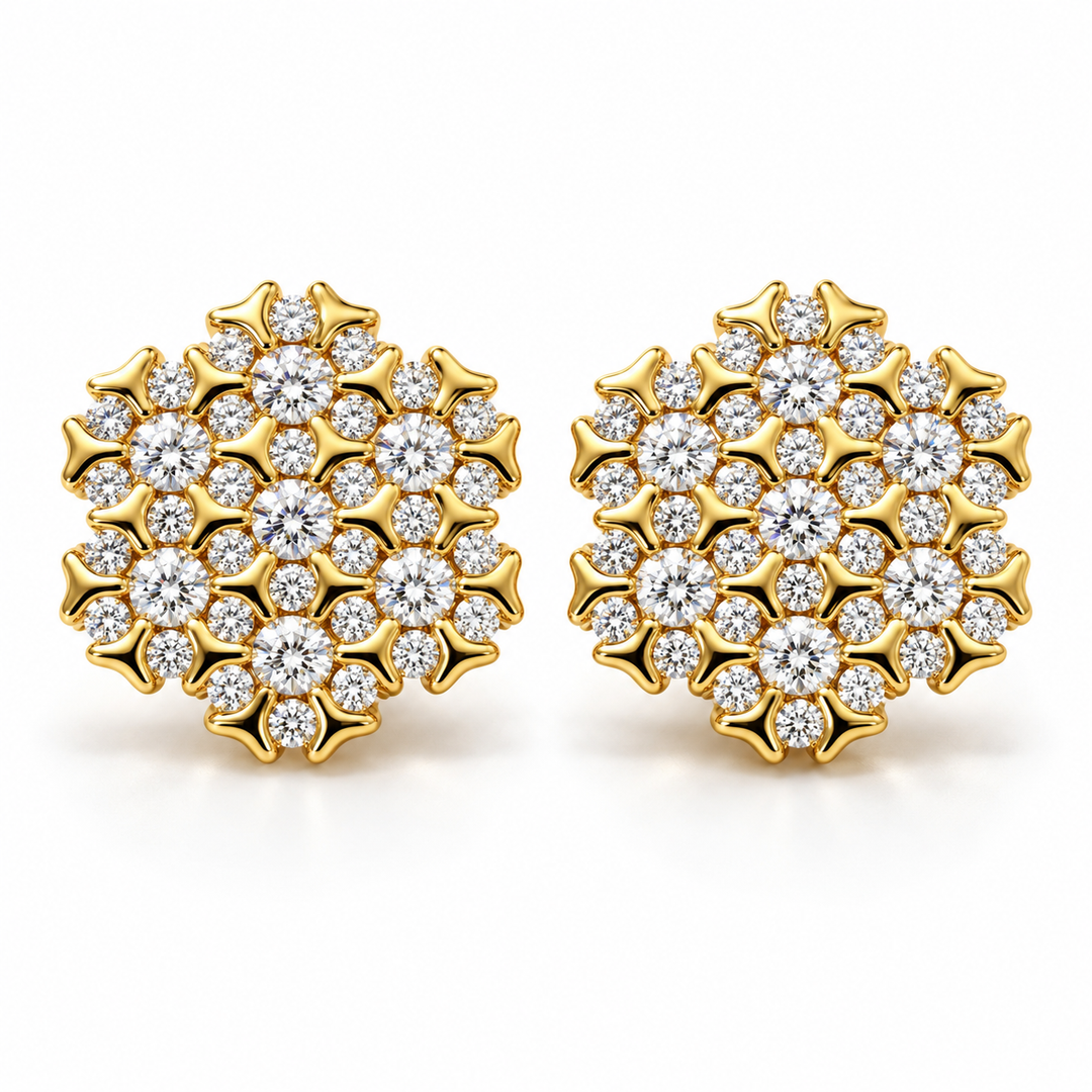 Diamond Geometric Yellow Gold Earrings
