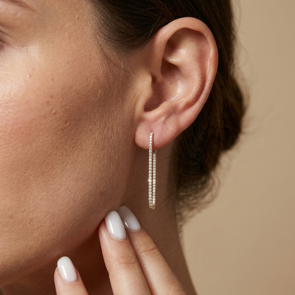 1.00ctw Diamond Elongated Oval Earrings