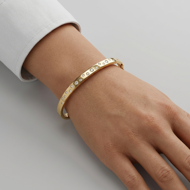 Diamond Burnish Gold Bangle