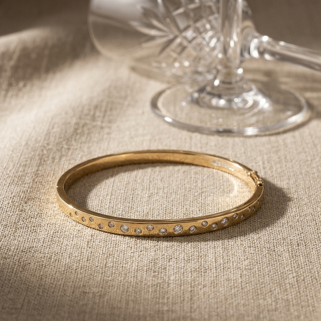Diamond Burnish Gold Bangle